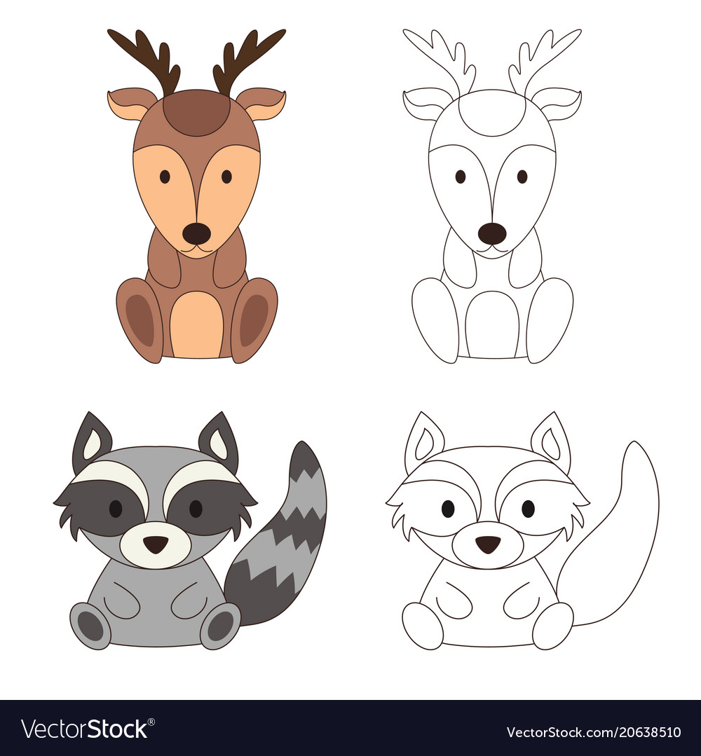 woodland animal baby coloring pages