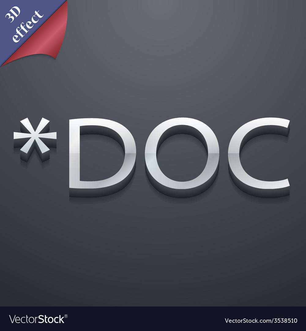 Doc file extension icon symbol 3d style trendy