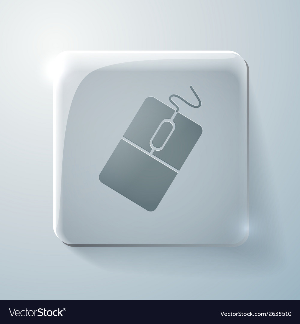 Glass square icon with highlights computer mouse
