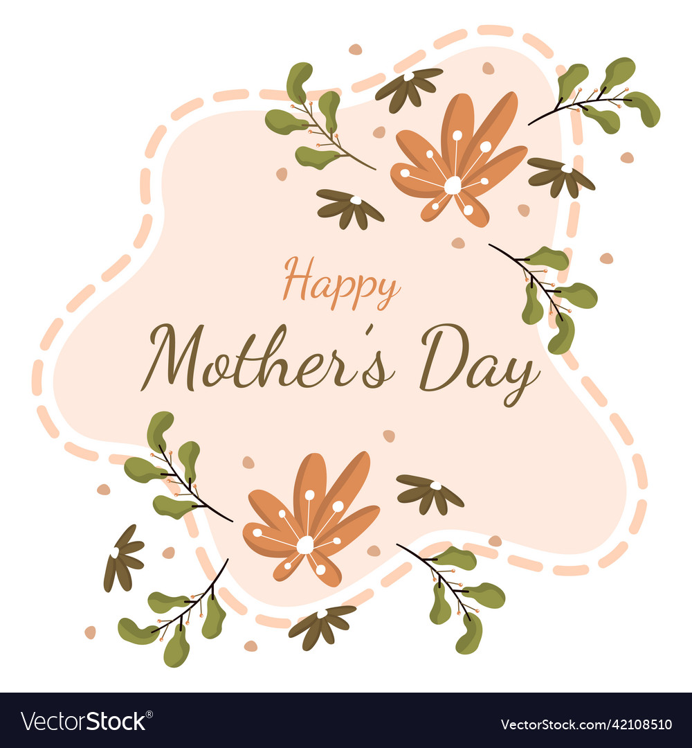 Happy mothers day flower floral card flat