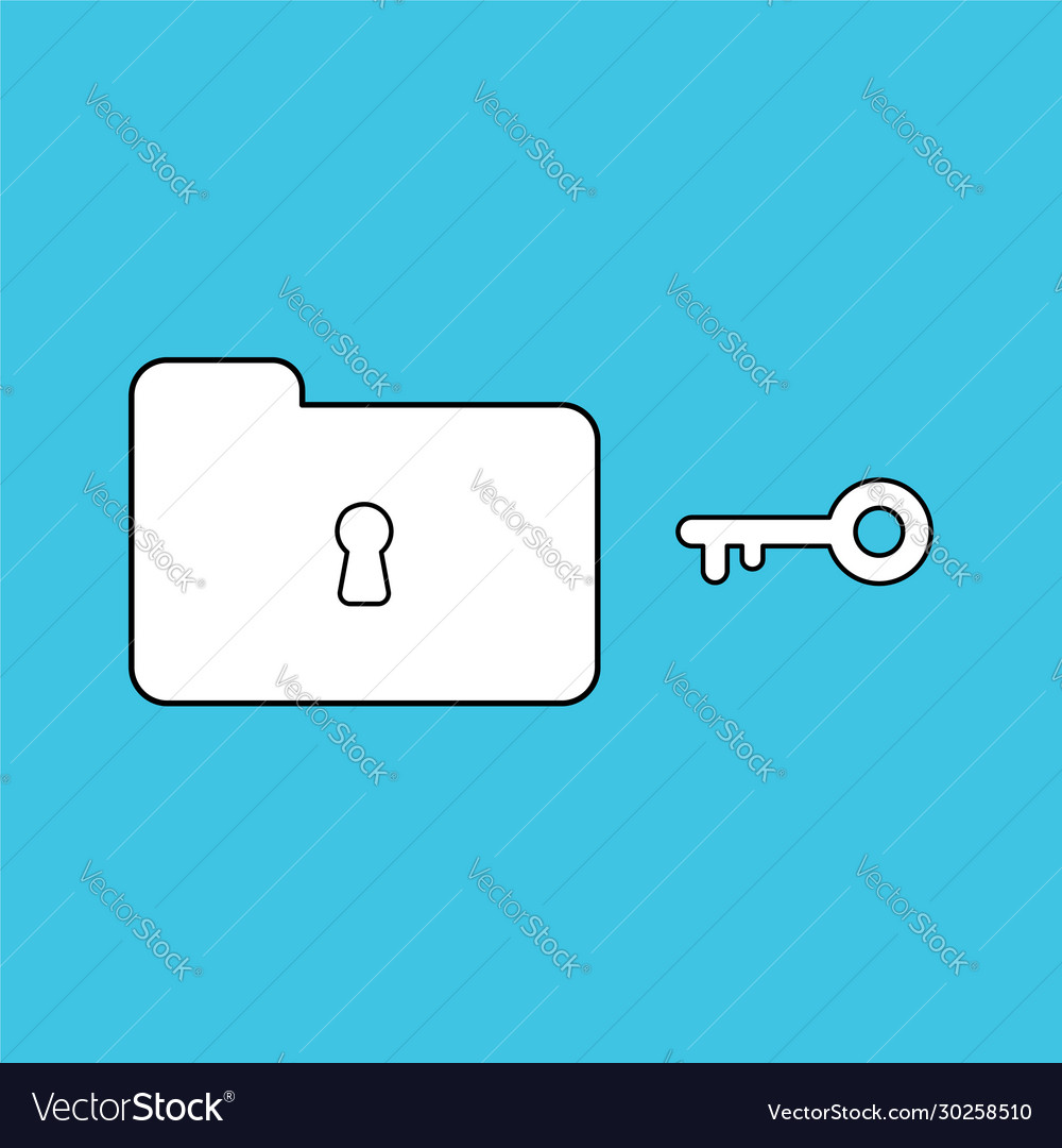 Icon concept closed folder and keyhole with key