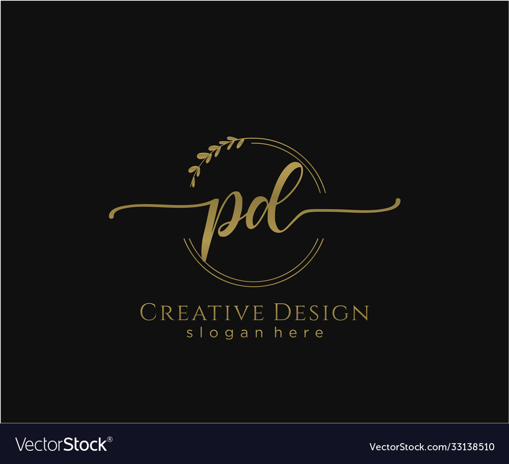 Initial pd beauty monogram and elegant logo design