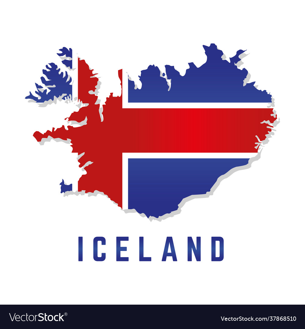 Isolated map with flag iceland