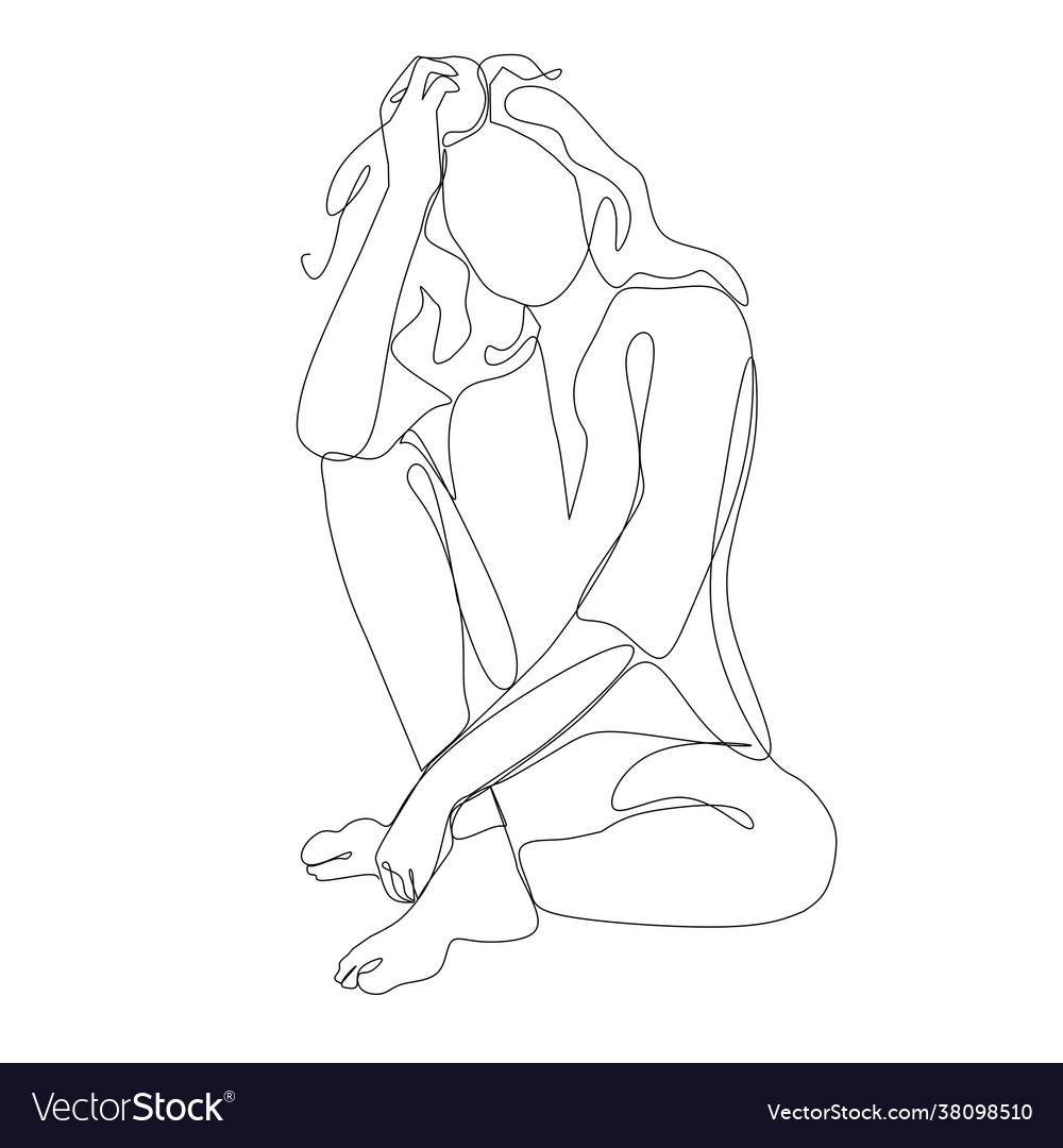 Line Art Woman Sitting Royalty Free Vector Image