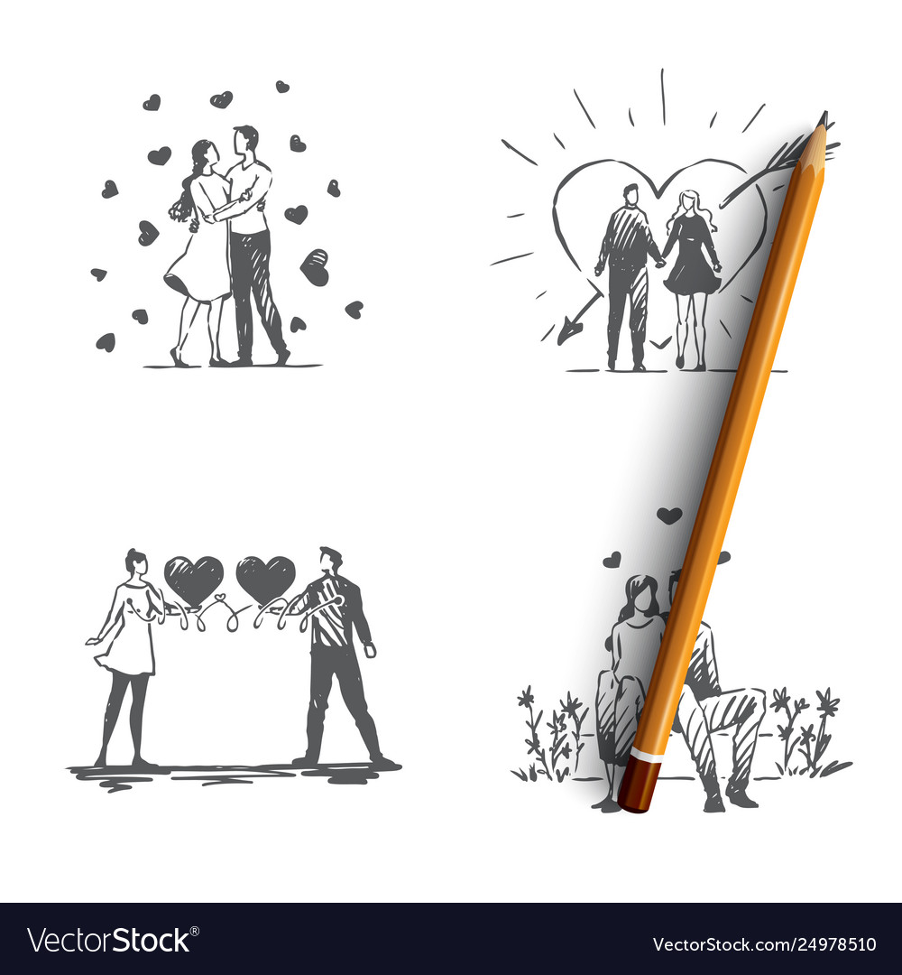 Free Vector  Romantic couple drawing