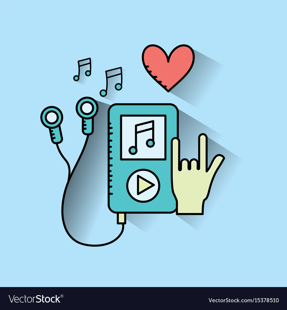 Mp3 with headphones to listen and play music Vector Image
