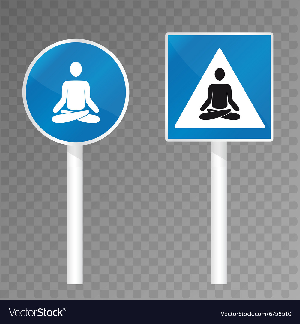Road sign with meditating silhouette