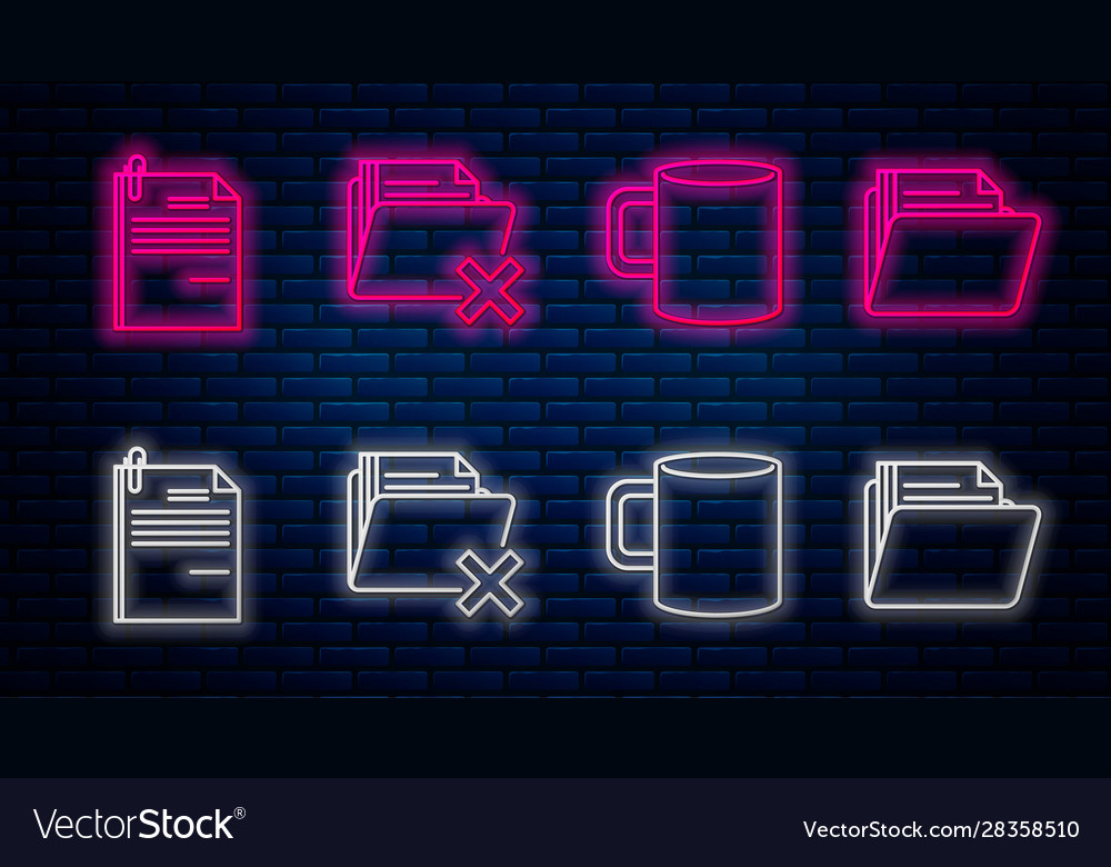 Set line delete folder coffee cup flat file vector image Set line delete folder coffee cup flat file