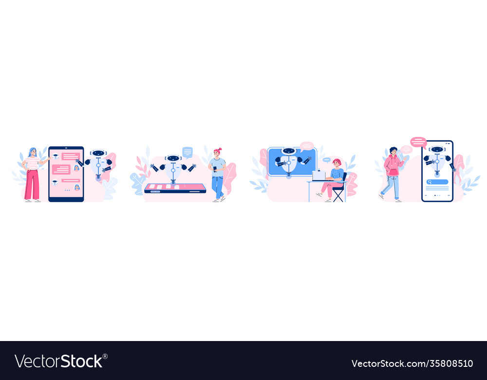 Smart chatbot on mobile phone or computer screen vector image Smart chatbot on mobile phone or computer screen