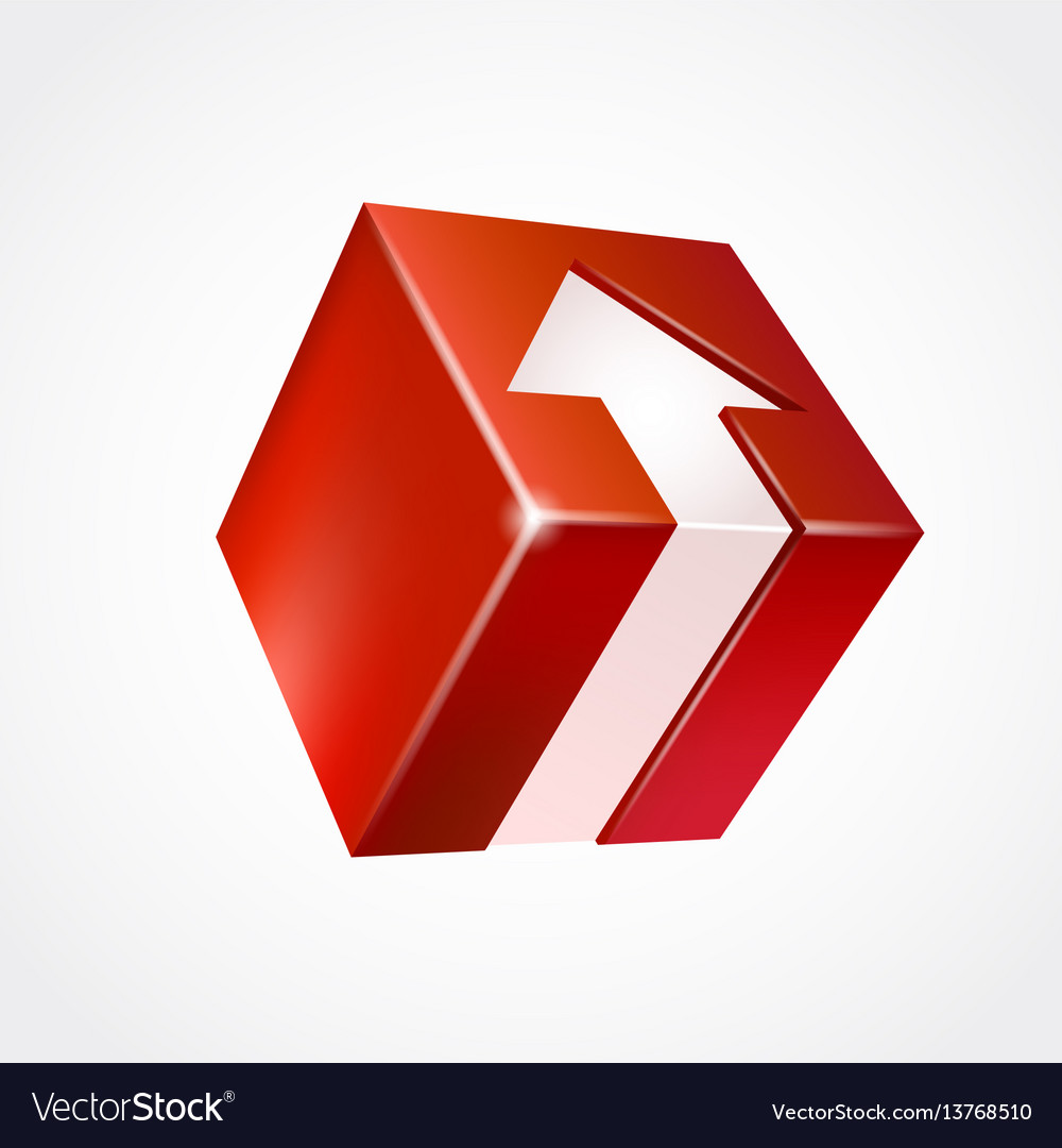 Three-dimensional box with arrow vector image Three-dimensional box with arrow