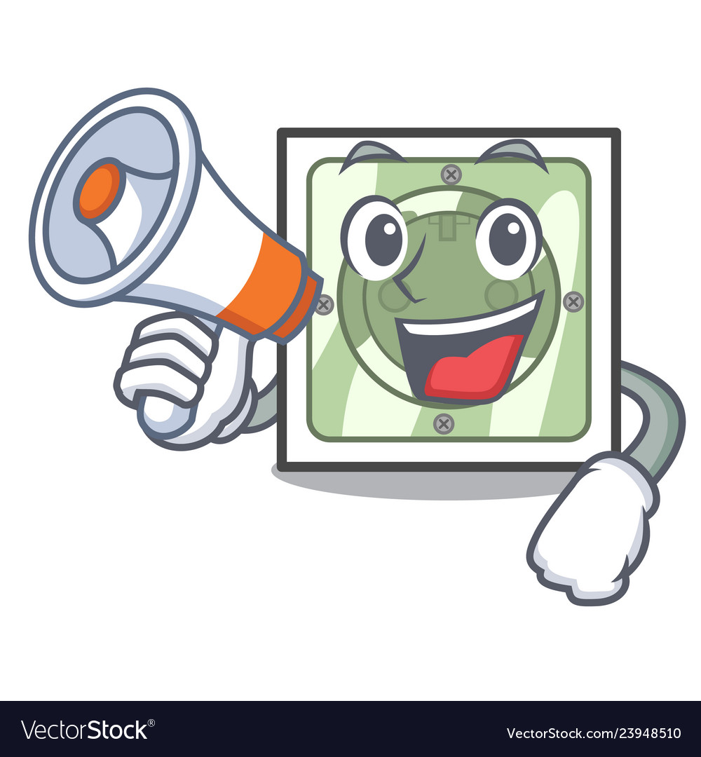 With megaphone power socket in the character shape vector image With megaphone power socket in the character shape