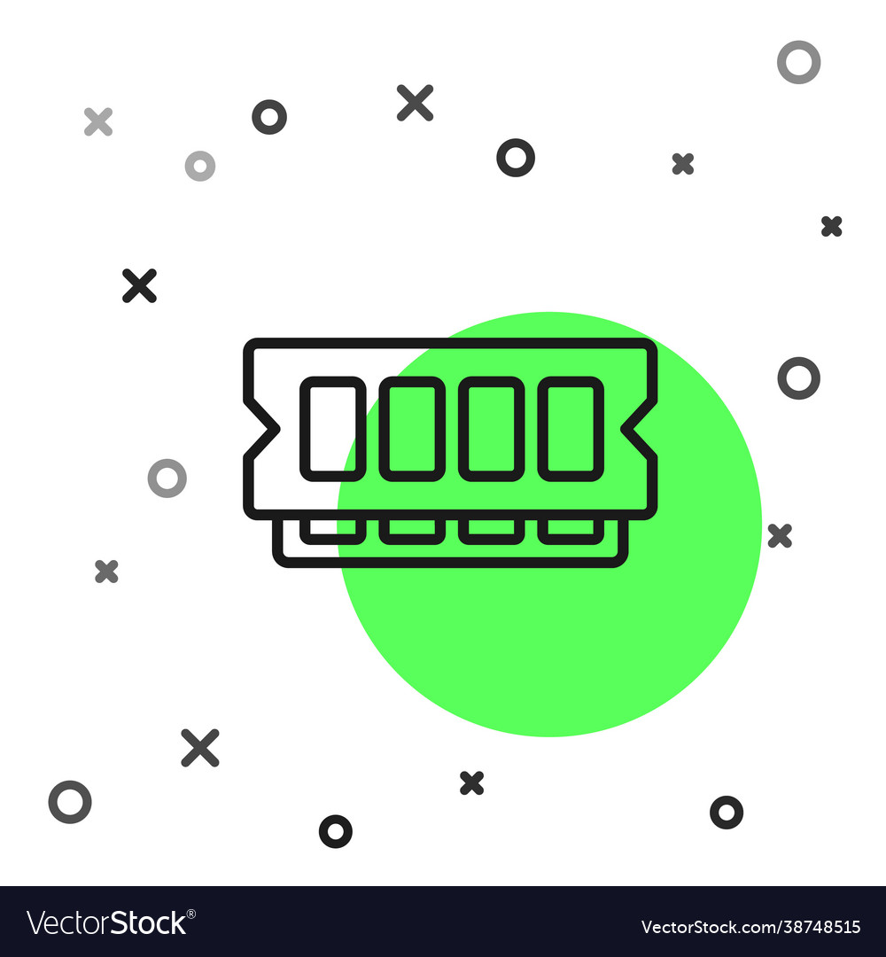 Black line ram random access memory icon isolated vector image Black line ram random access memory icon isolated