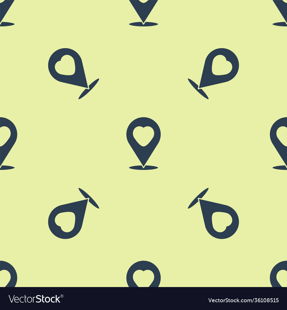 Blue map pointer with heart icon isolated seamless vector image Blue map pointer with heart icon isolated seamless