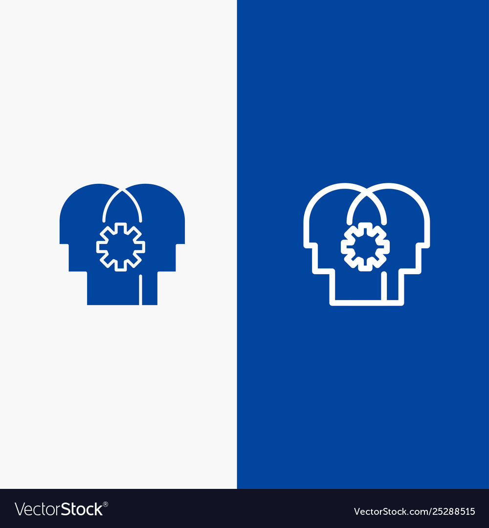 Brain control mind setting line and glyph solid Vector Image Brain control mind setting line and glyph solid