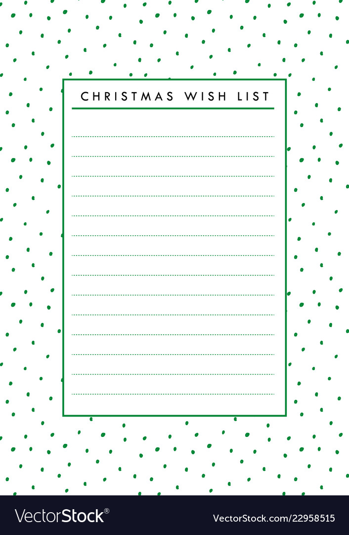 Christmas Wish List Blank Paper Printable Vector Image