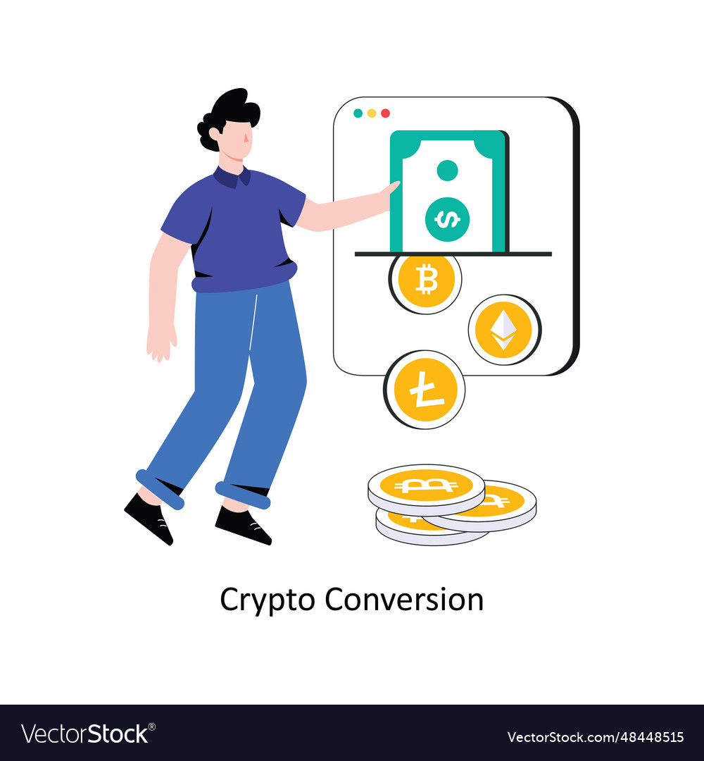 Crypto conversion flat style design