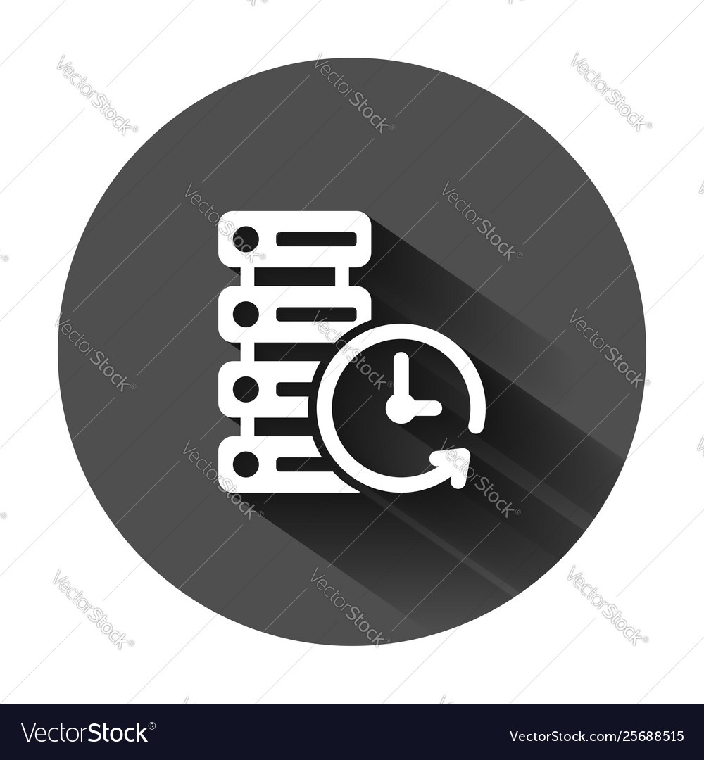 Data center icon in flat style clock on black