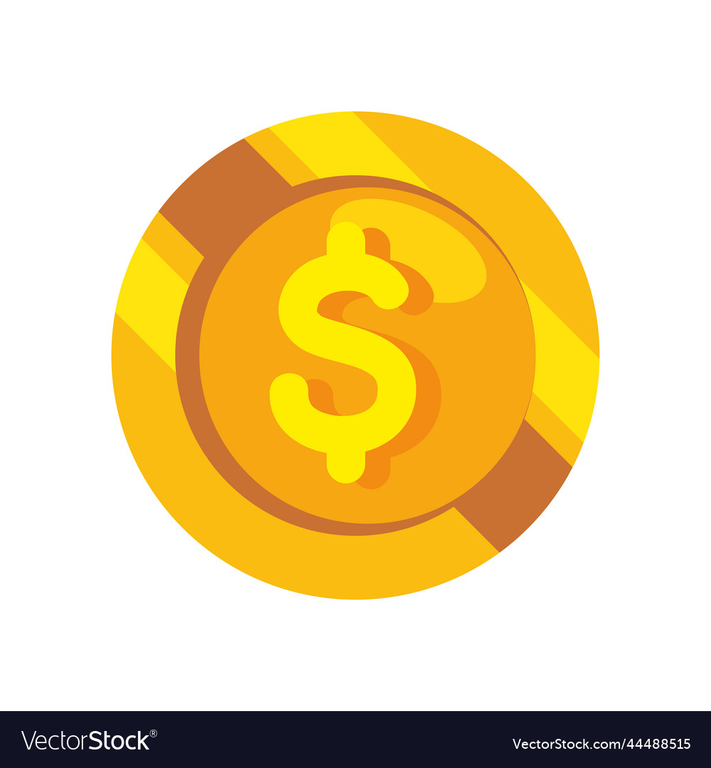 Golden coin money dollar Royalty Free Vector Image