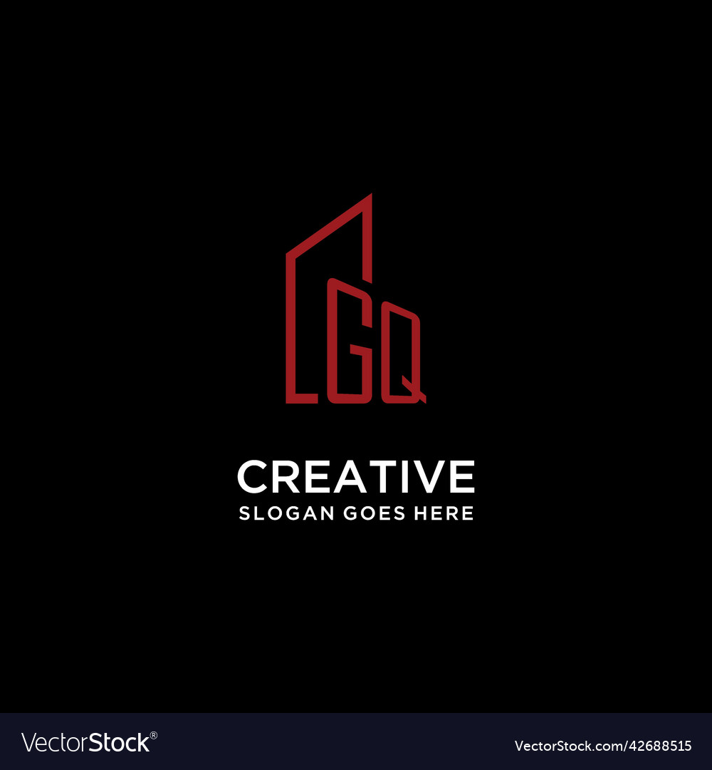 Gq initial monogram with building logo design