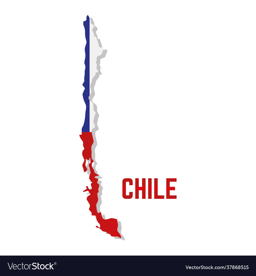 Isolated map with flag chile