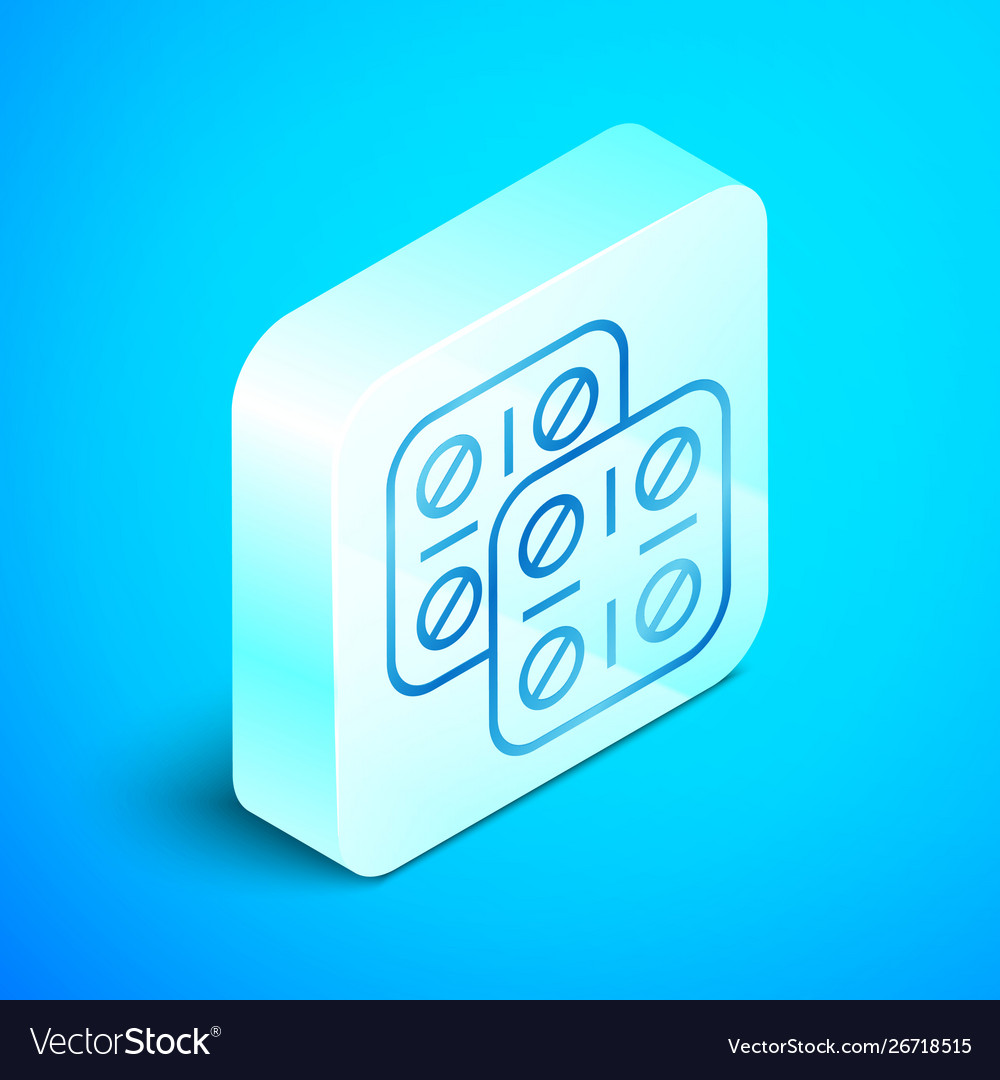 Isometric line pills in blister pack icon isolated