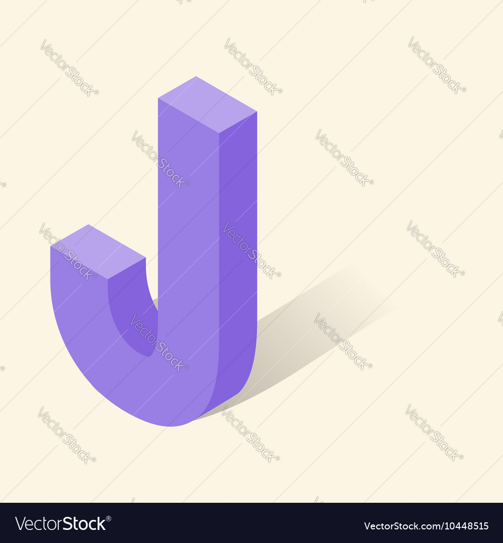 J letter in isometric 3d style with shadow Vector Image