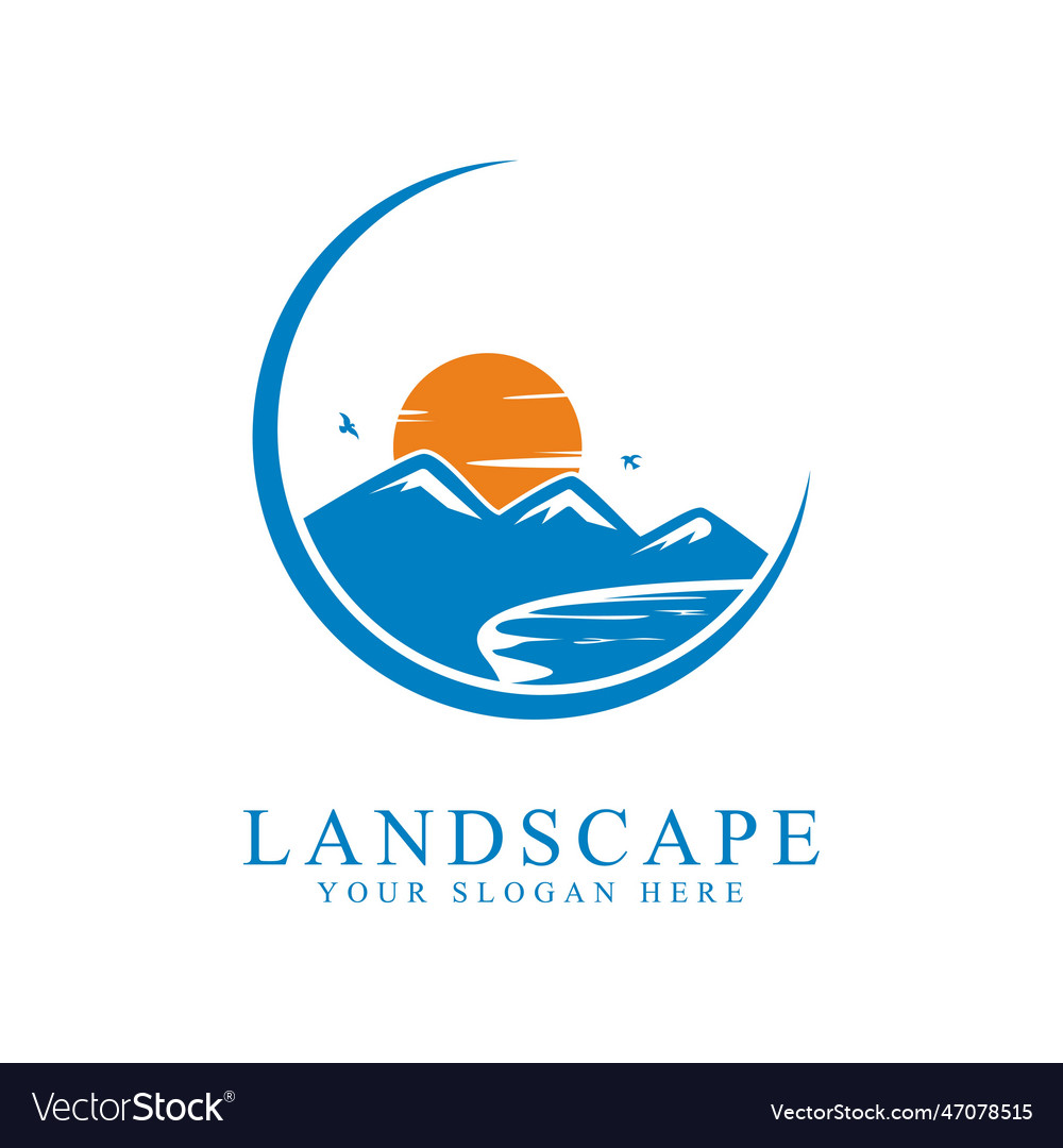 Landscape logo design isolated white background