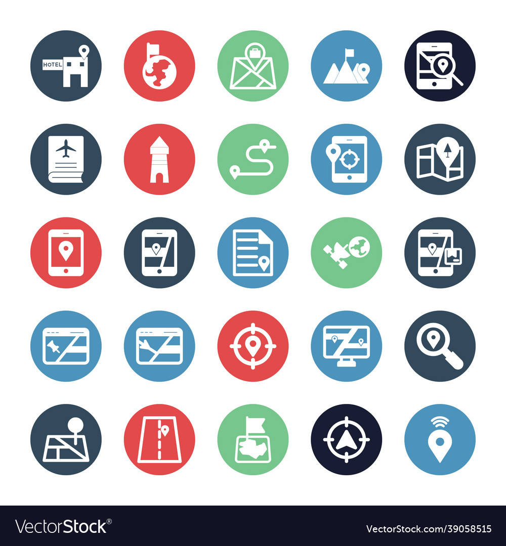 Map and navigation isolated icons set