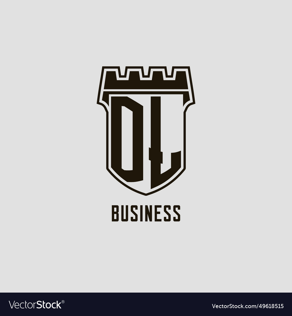 Monogram dl with shield fortress logo design style