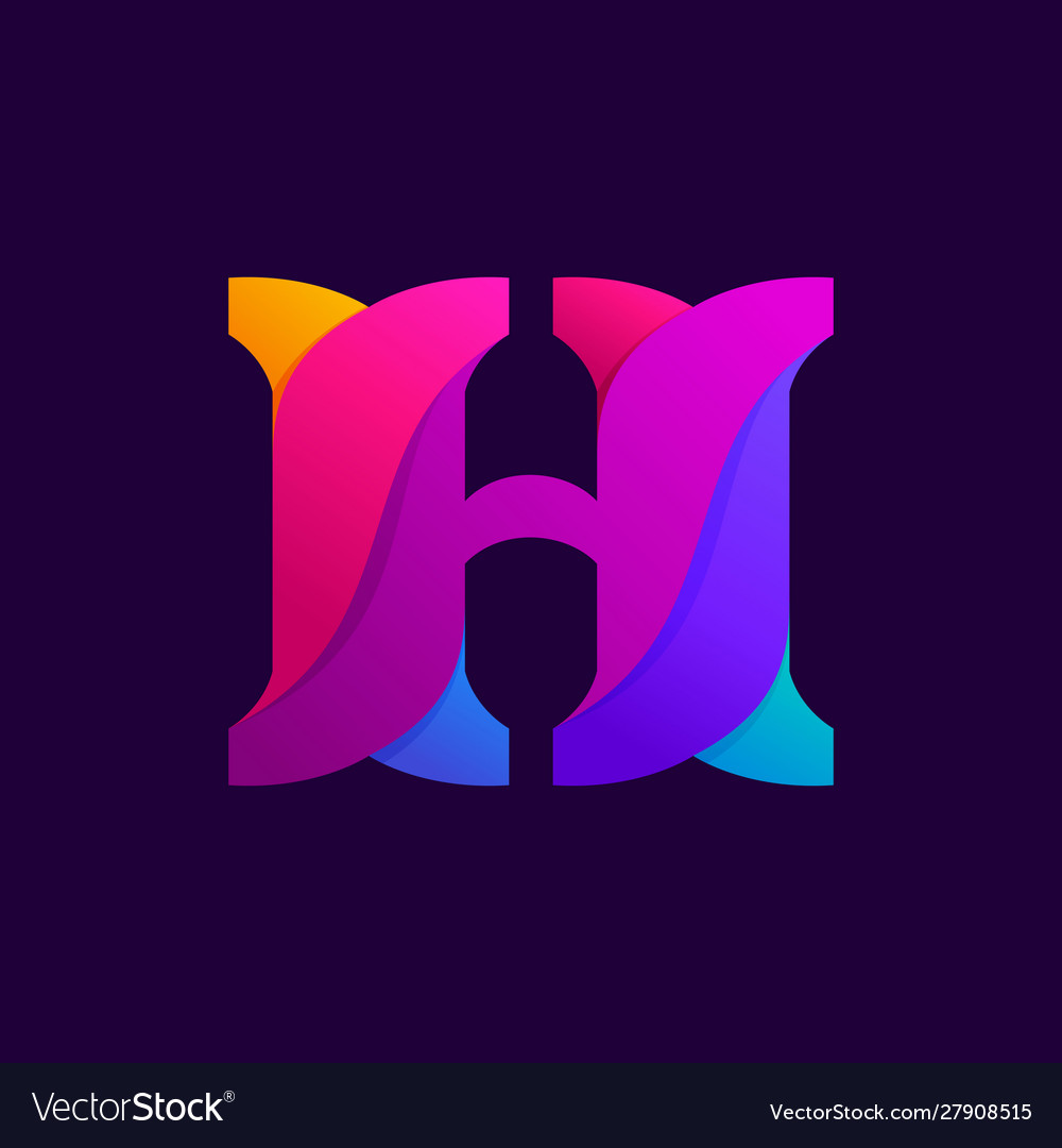 Overlapping gradients letter h logo design idea Vector Image