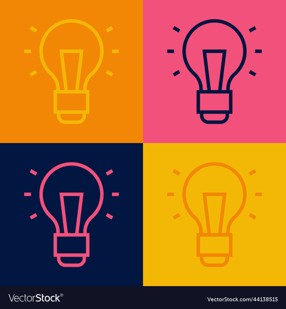 Pop art line light bulb with concept of idea icon