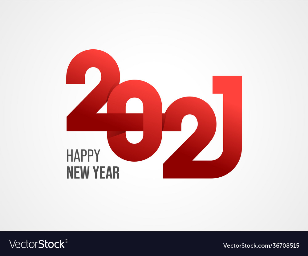 Red 2021 number on white background for happy new