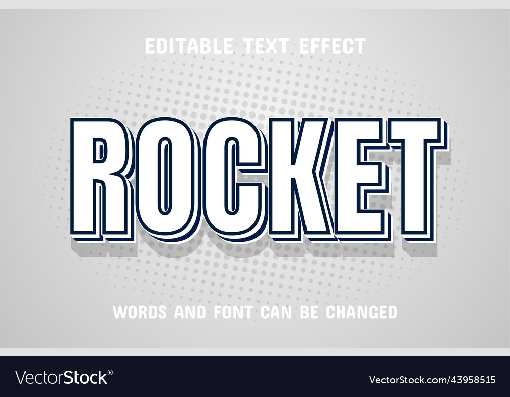 Rocket 3d text effect vector image Rocket 3d text effect