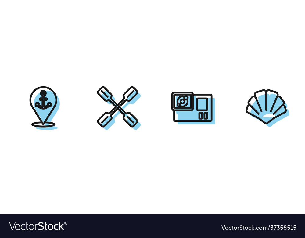 Set line action camera location with anchor Vector Image Set line action camera location with anchor
