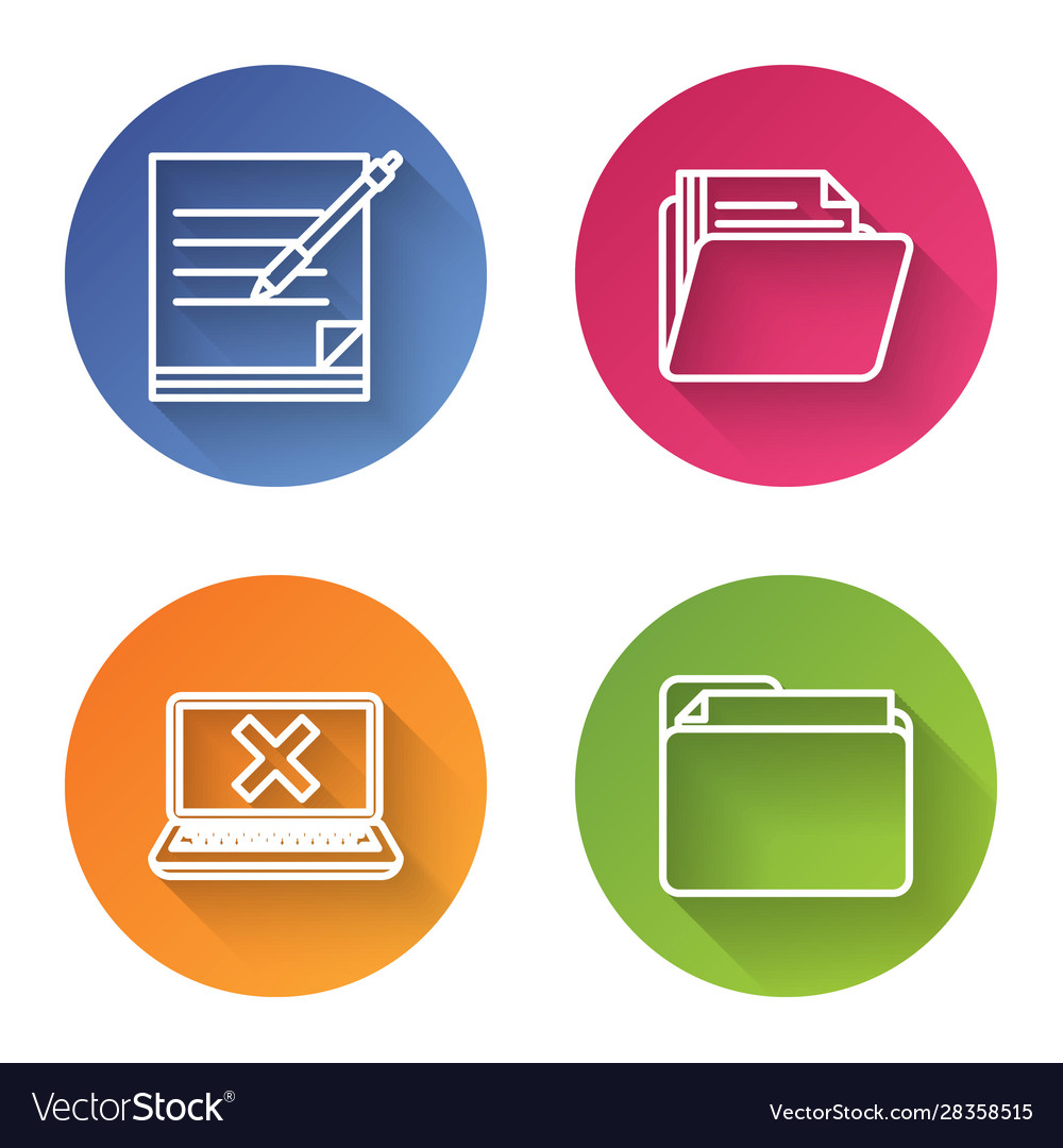 Set line blank notebook and pen document folder vector image Set line blank notebook and pen document folder