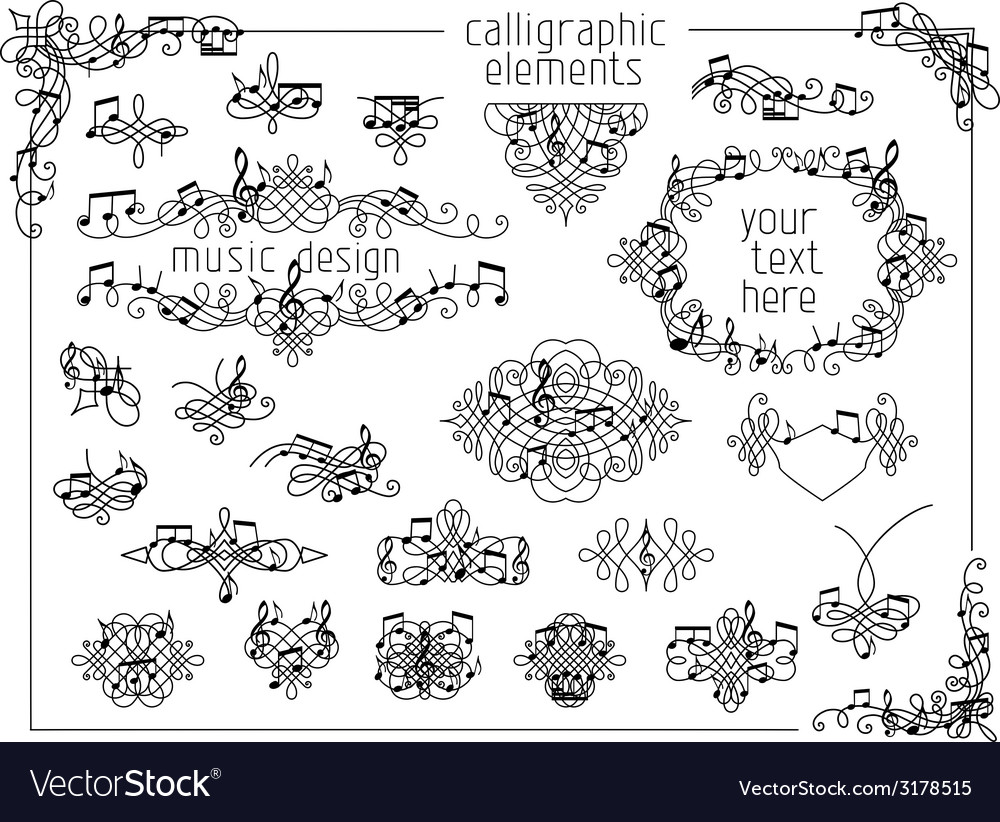 Set Of Music Page Decorations Royalty Free Vector Image