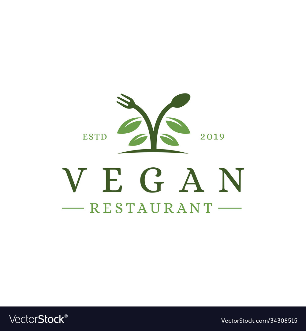 Spoon fork leaf organic food vegan restaurant