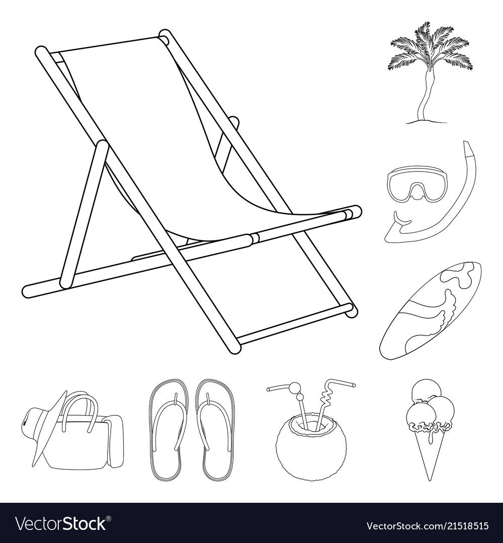 Summer rest outline icons in set collection