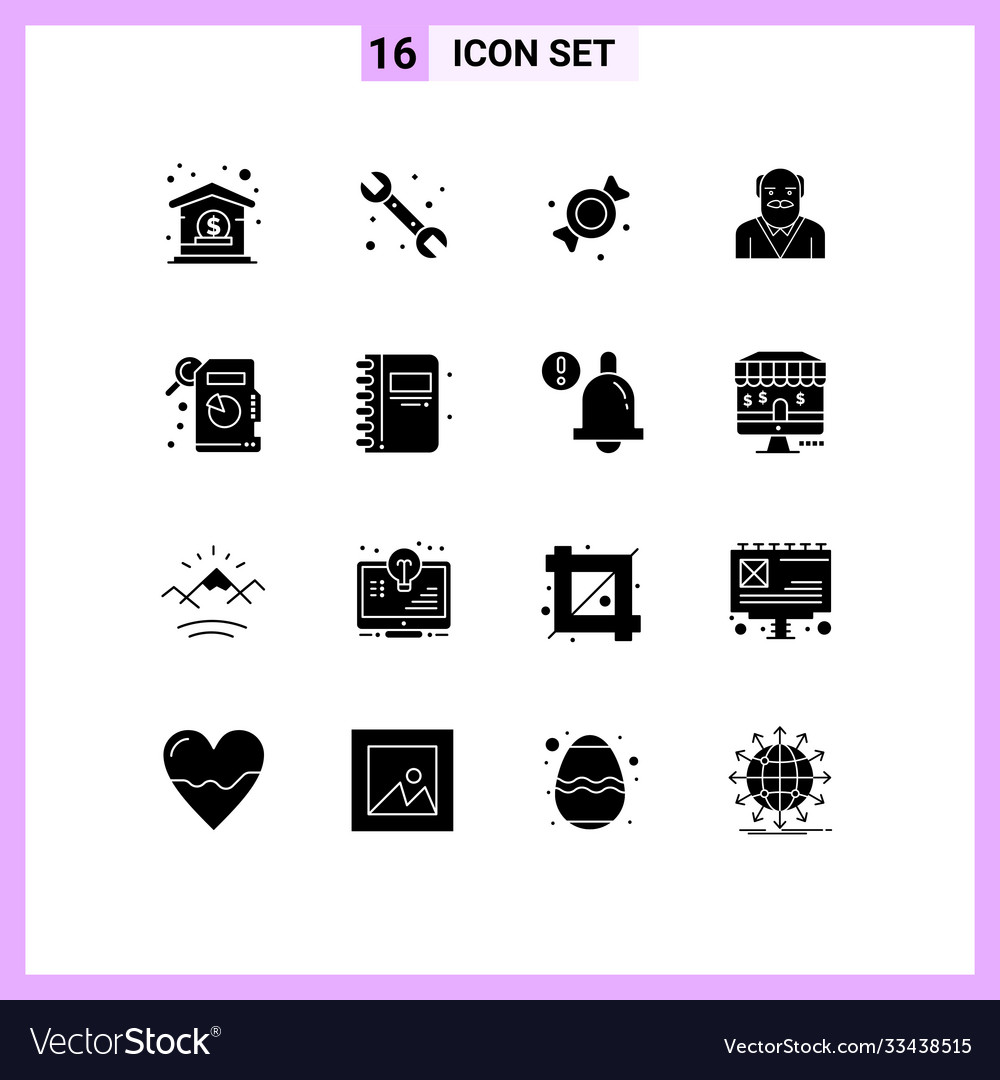 User interface pack 16 basic solid glyphs
