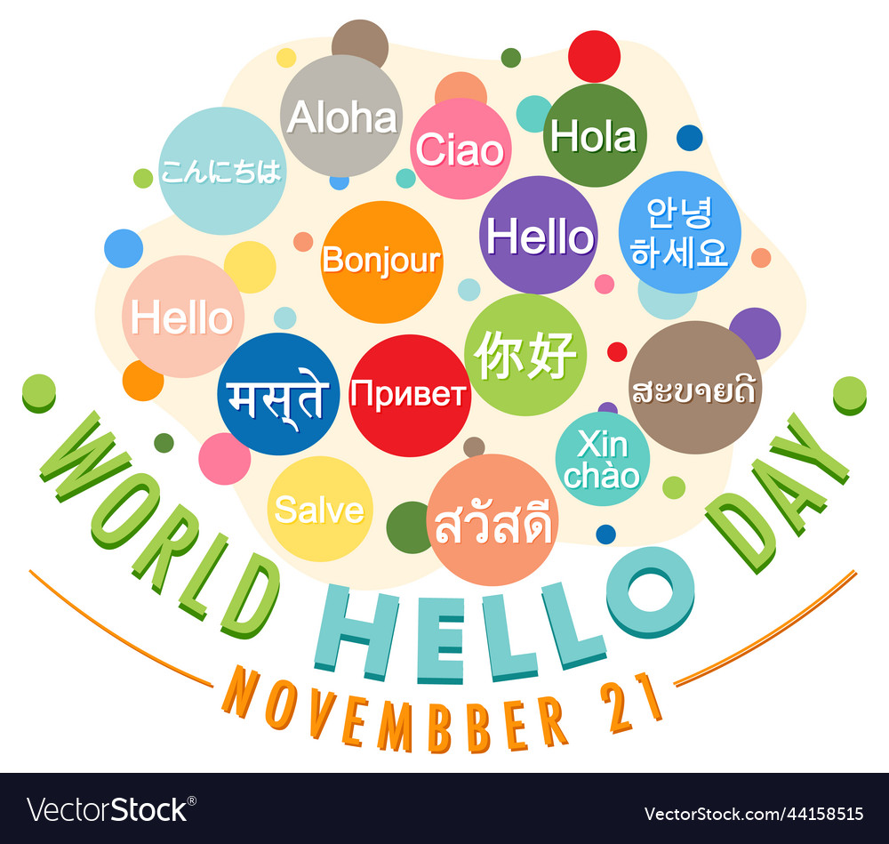 World hello day banner design Royalty Free Vector Image