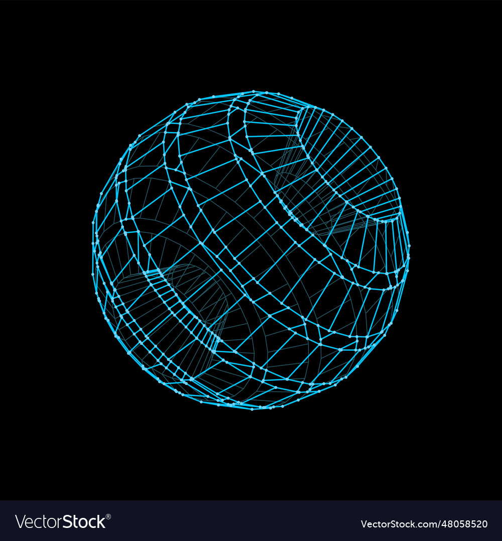 3d futuristic sphere ball shape wireframe model Vector Image