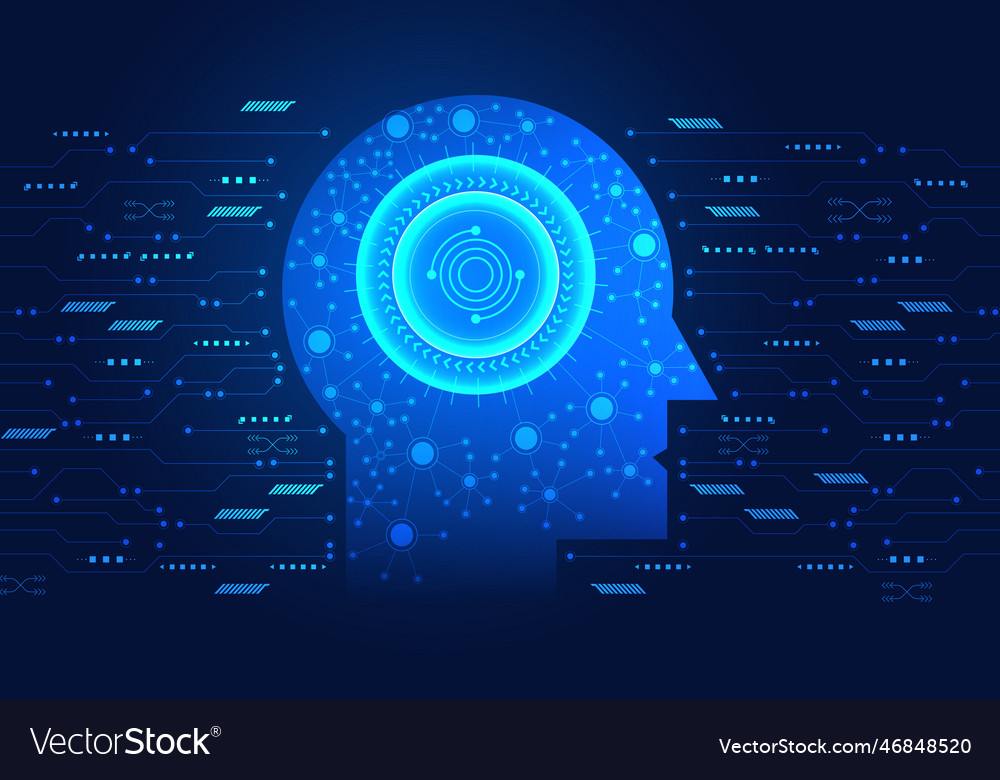 Artificial intelligence robot built-in technology vector image Artificial intelligence robot built-in technology