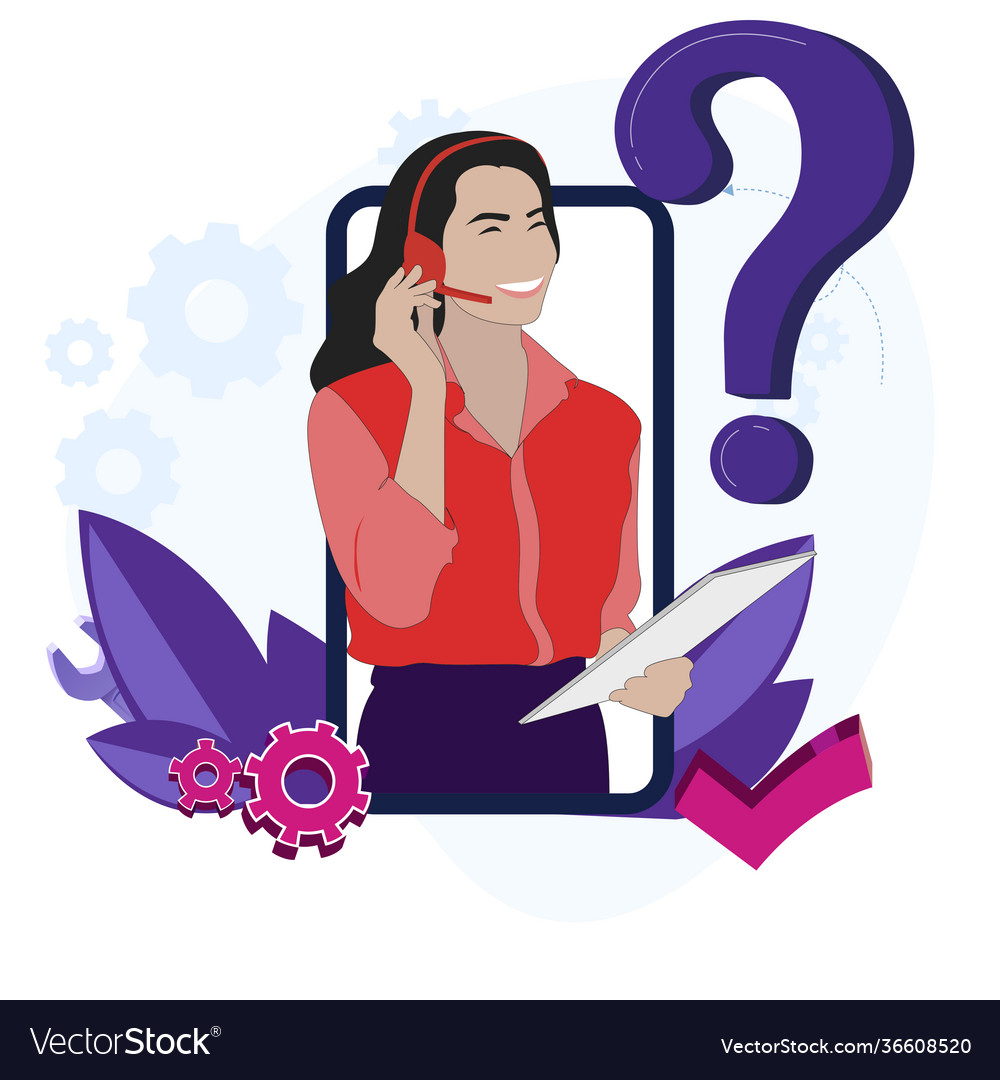 Call center online application faq and technical Vector Image Call center online application faq and technical