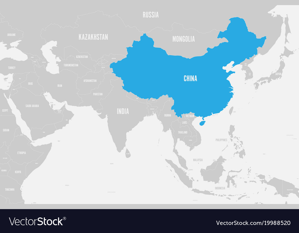 China blue marked in political map of southern Vector Image