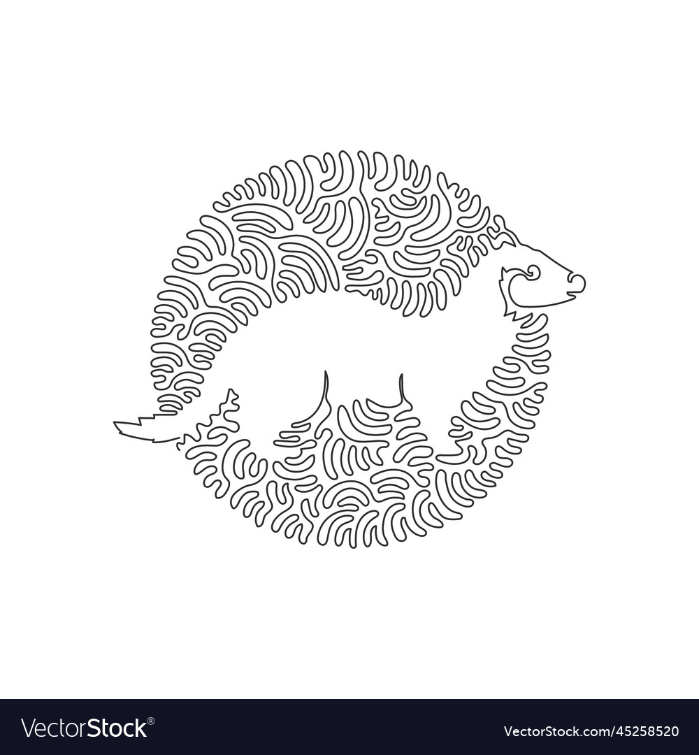 Continuous one curve line drawing of funny weasel Vector Image