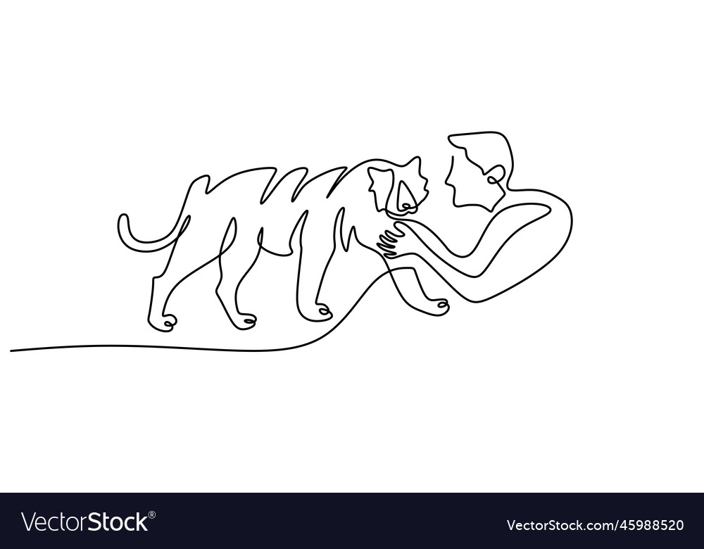 Continuous one single line of man playing