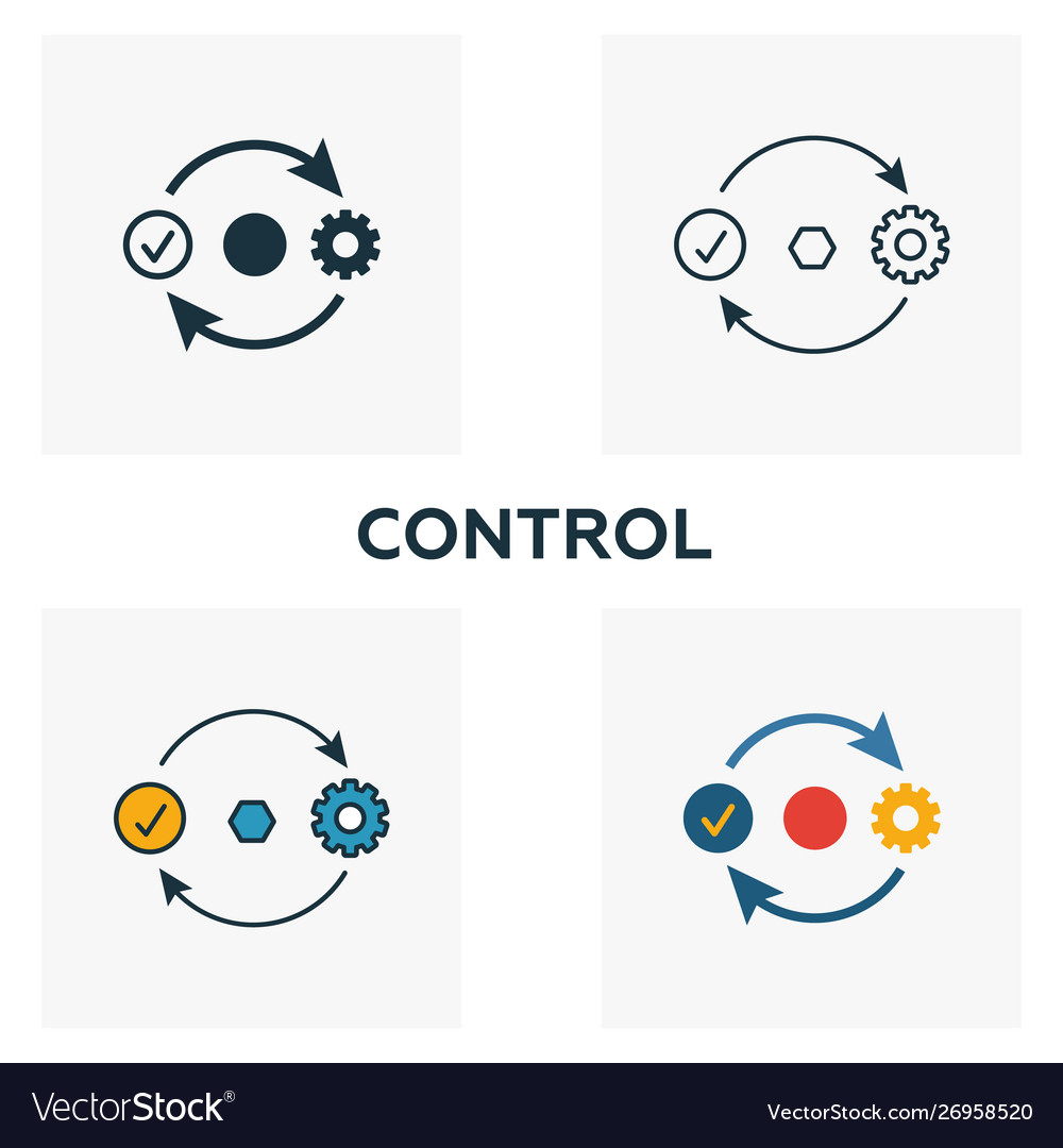 Control icon set four elements in different styles vector image Control icon set four elements in different styles