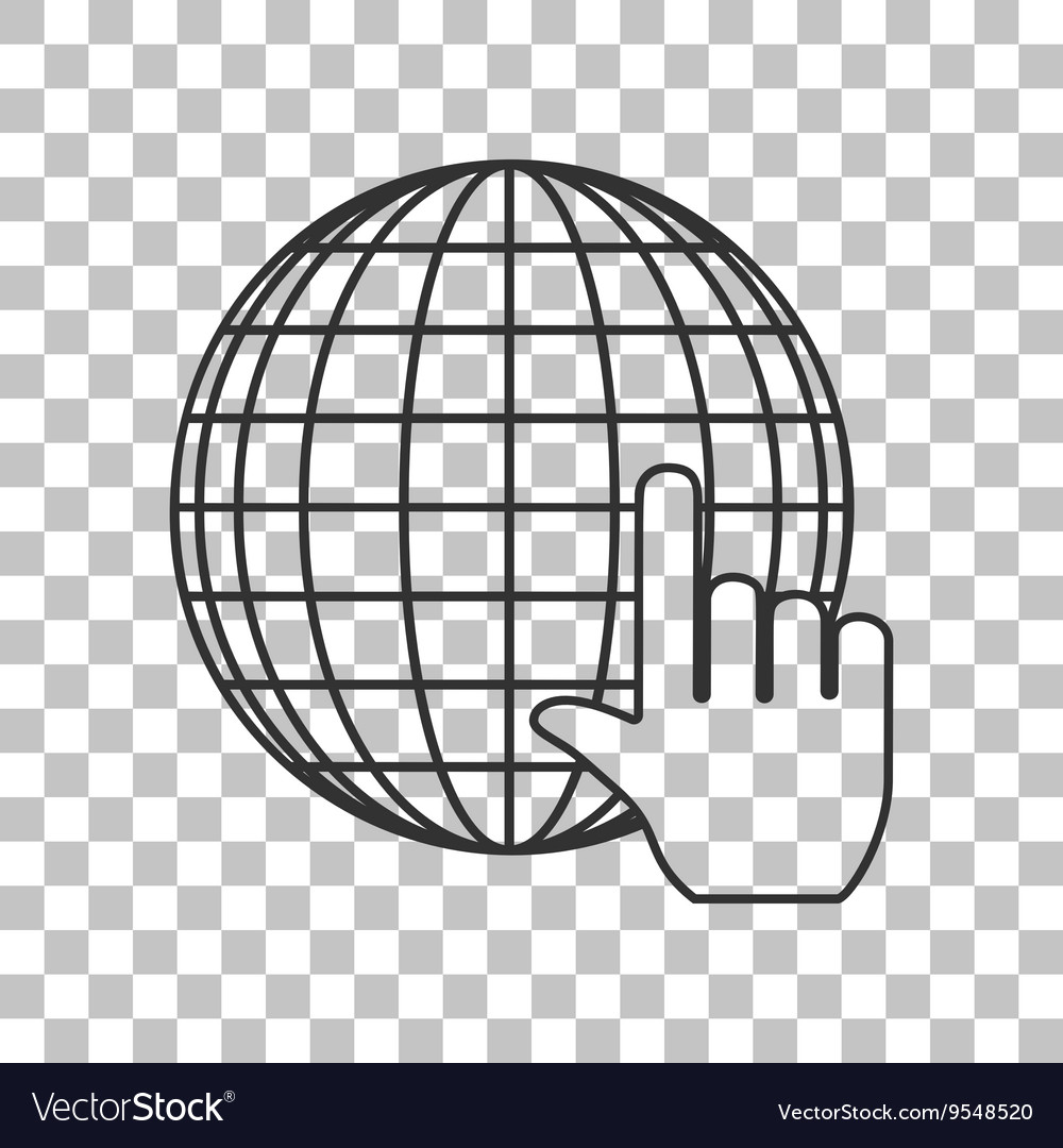 Earth globe with cursor dark gray icon