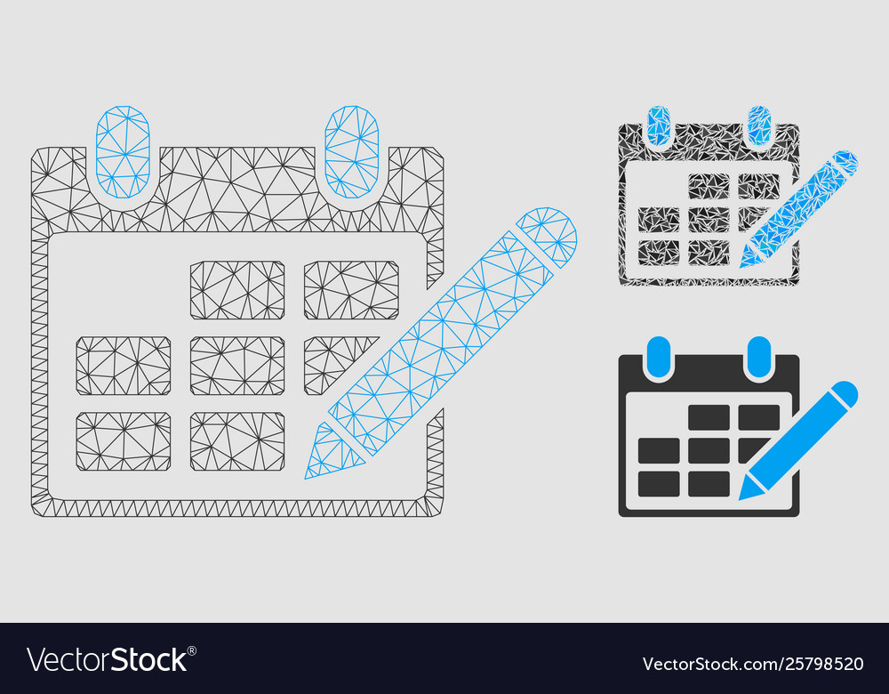 Edit calendar table mesh wire frame model
