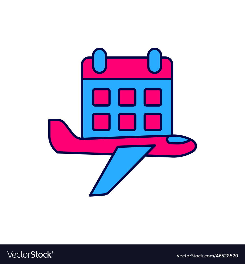 Filled outline travel planning calendar Royalty Free Vector Filled outline travel planning calendar Royalty Free Vector